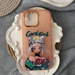 قاب دخترانه طرح Cool Girl نارنجی گوشی آیفون 15 پرو