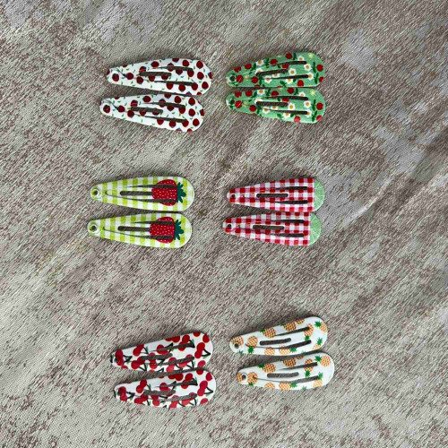 Set of 2 Glossy Color Metal Snap Hair Clips 
