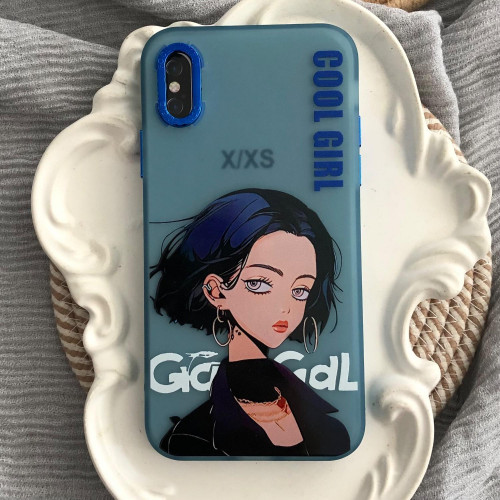 قاب دخترانه طرح Cool Girl آبی گوشی آیفون X