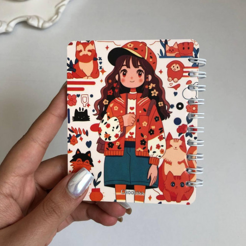 Aesthetic Girl Spiral Mini Pocket Notepad (8x10 cm)