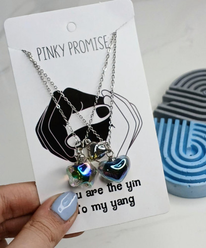 Heart and star crystal necklace set