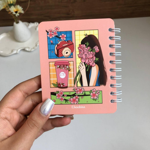 Aesthetic Girl Spiral Mini Pocket Notepad (8x10 cm)