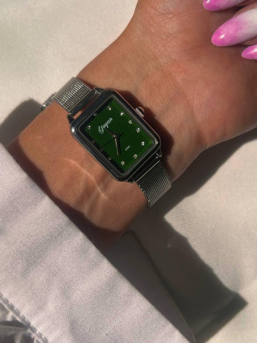 Women’s Rectangular Mesh Strap Stainless Steel Watch