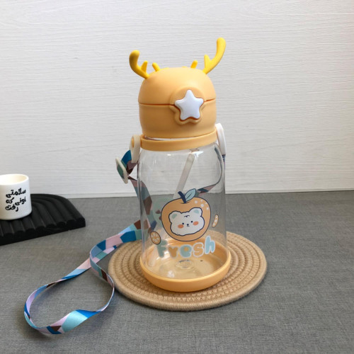Cute Deer Design Drinking Bottle with Straw - Kids BPA-Free Water Bottle