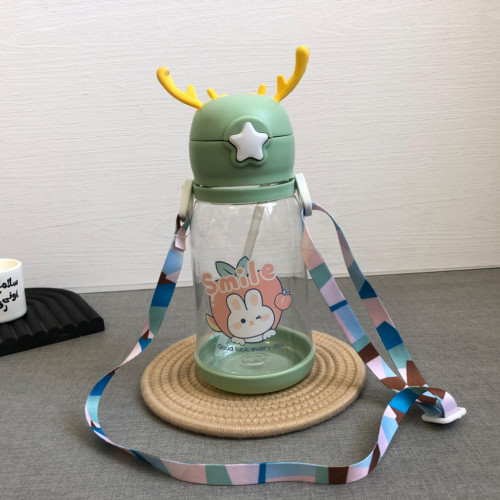 Cute Deer Design Drinking Bottle with Straw - Kids BPA-Free Water Bottle
