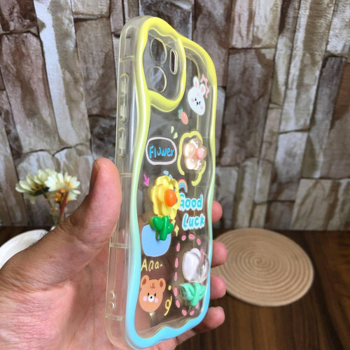 Clear whimsical case with a raised doll design for Xiaomi Redmi A1 4g
