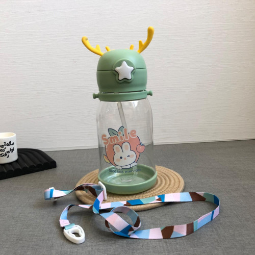 Cute Deer Design Drinking Bottle with Straw - Kids BPA-Free Water Bottle