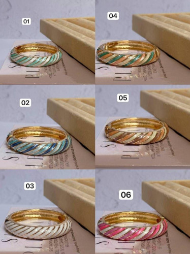 Vintage Twisted Enamel Bangle Bracelet with Pearl Sheen Effect