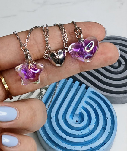 Heart and star crystal necklace set