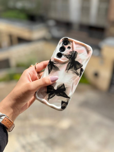 Samsung A36 phone case, black ribbon design