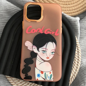 قاب دخترانه طرح Cool Girl نارنجی گوشی آیفون ۱۱ پرومکس