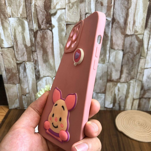  3D Embossed Piglet Cartoon Phone Case with Pro Camera Protection for iPhone 12 Pro Max