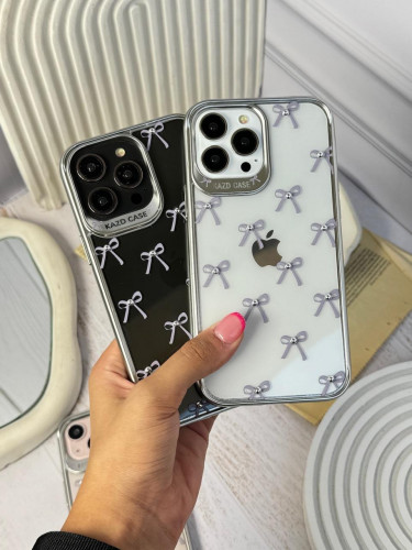 iPhone 14 Pro Max Luxury Pearl Bow Clear Case