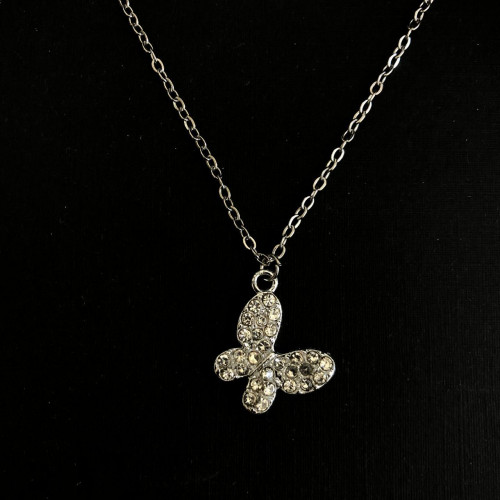 Crystal Butterfly Pendant Necklace