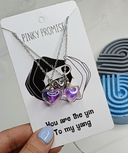 Heart and star crystal necklace set