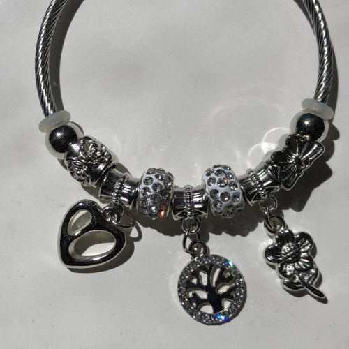 Rhinestone Pandora-Style Charm Bracelet