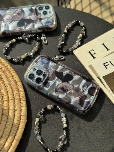 iPhone 15 Pro Max Black Butterfly Clear Case