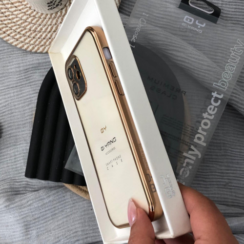  QY Luxury Gold Plated Clear Case for iPhone 12