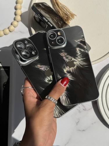  iPhone 13 Pro Luxury Brush Case with Lens Protector Metal Stand