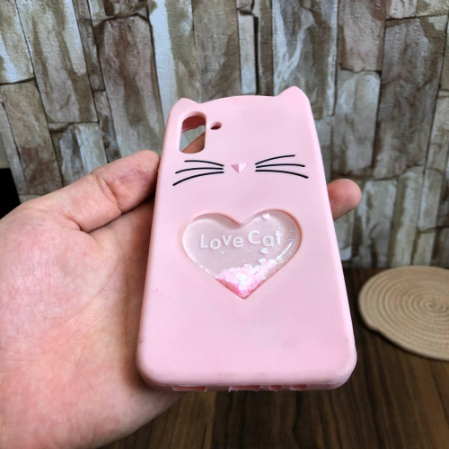 Cute Love Cat Silicone Case with Glitter Aquarium Heart for Samsung Galaxy A13 5G