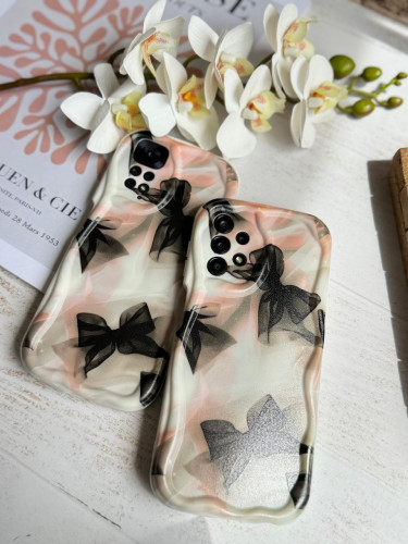 Samsung A36 phone case, black ribbon design