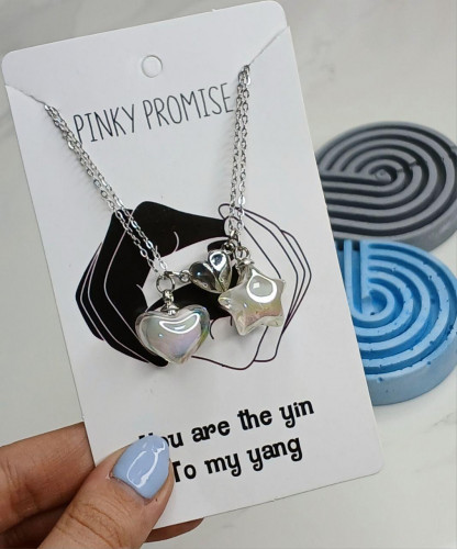 Heart and star crystal necklace set