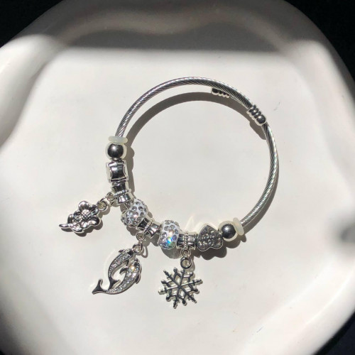 Rhinestone Pandora-Style Charm Bracelet