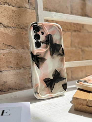 Samsung A36 phone case, black ribbon design