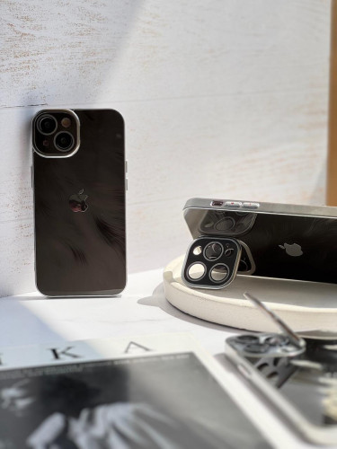  iPhone 13 Pro Luxury Brush Case with Lens Protector Metal Stand