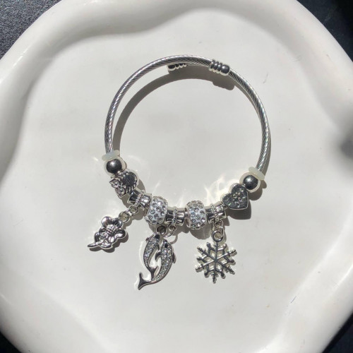 Rhinestone Pandora-Style Charm Bracelet