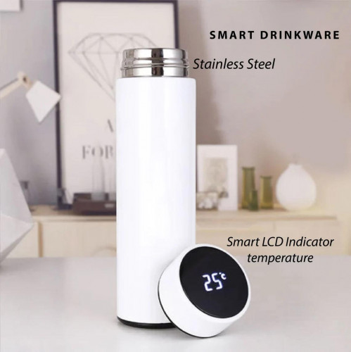 Double-walled smart flask with temperature display