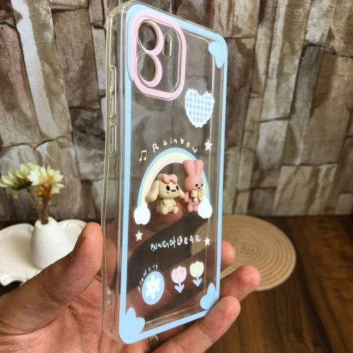 Clear whimsical case with a raised doll design for Xiaomi Redmi A1 4g