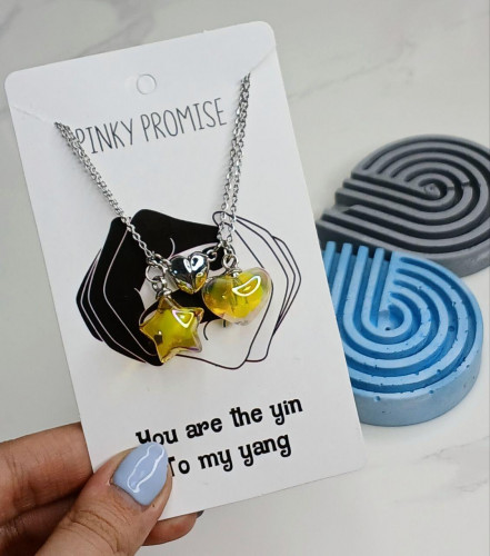 Heart and star crystal necklace set