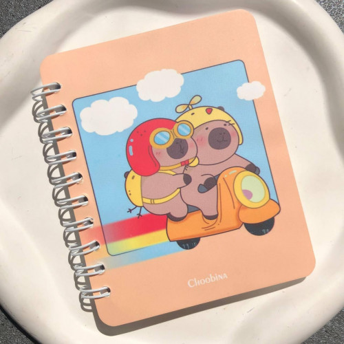 Choobina Cute Capybara Riding Scooter Spiral Pocket Notebook