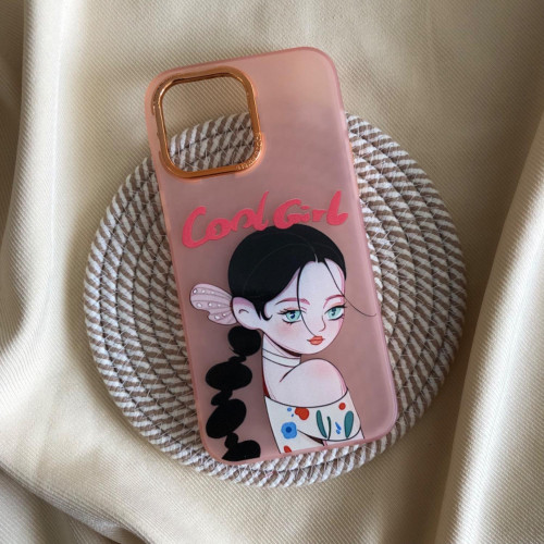 قاب دخترانه طرح Cool Girl نارنجی گوشی آیفون 15 پرو