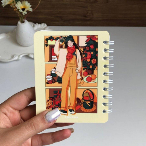 Aesthetic Girl Spiral Mini Pocket Notepad (8x10 cm)