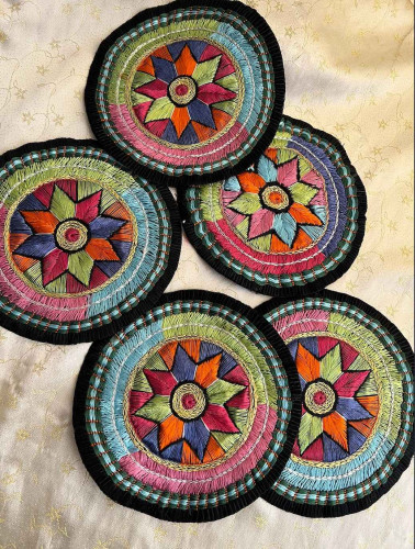 Hand-embroidered tablecloth