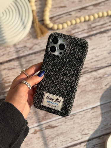 iPhone 15 Pro Max Woolen Tweed Cloth Case - Betty Series