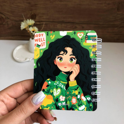 Aesthetic Girl Spiral Mini Pocket Notepad (8x10 cm)