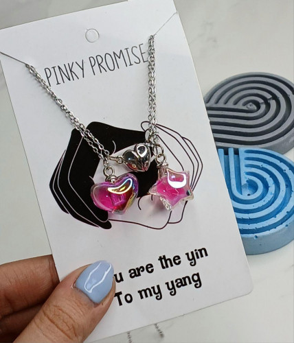 Heart and star crystal necklace set