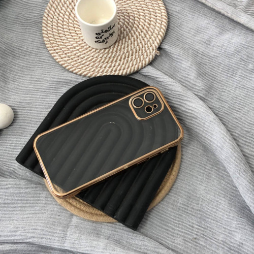  QY Luxury Gold Plated Clear Case for iPhone 12